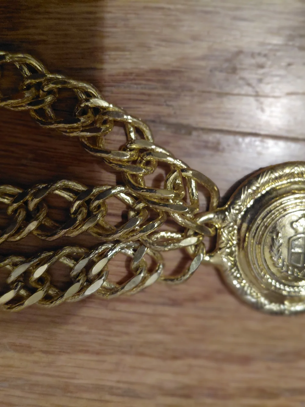 Gold-Tone Multi-Strand Chain  Belt Or Statement Necklace W/Medallion Motifs